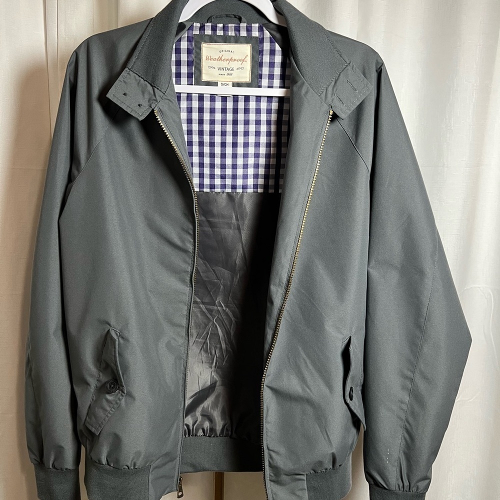 Weatherproof Gray Lightweight Shirt Jacket with Stand-Up Collar